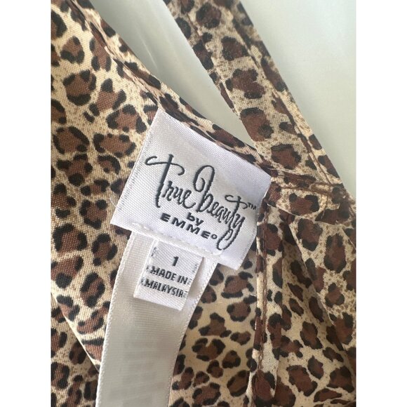 True Beauty By Emme Leopard Print Slip Nightgown Womens 1X Brown Lounge Intimate - Picture 4 of 8